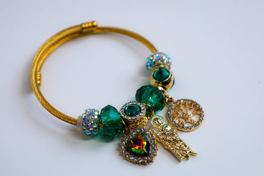 Green san judas charm bracelet