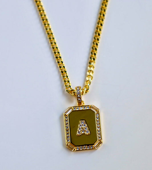Mini frame initial necklace